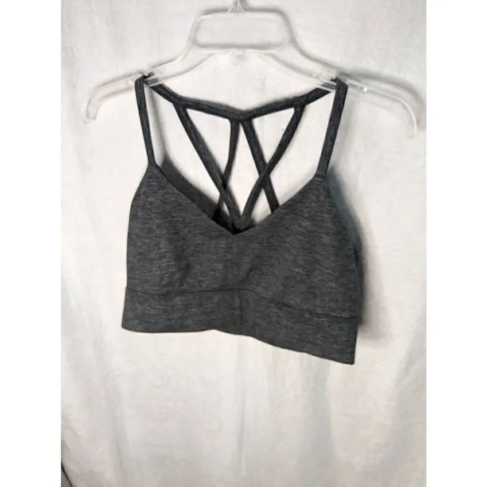 JoyLab Heathered Gray Sports Bra Strappy Large L